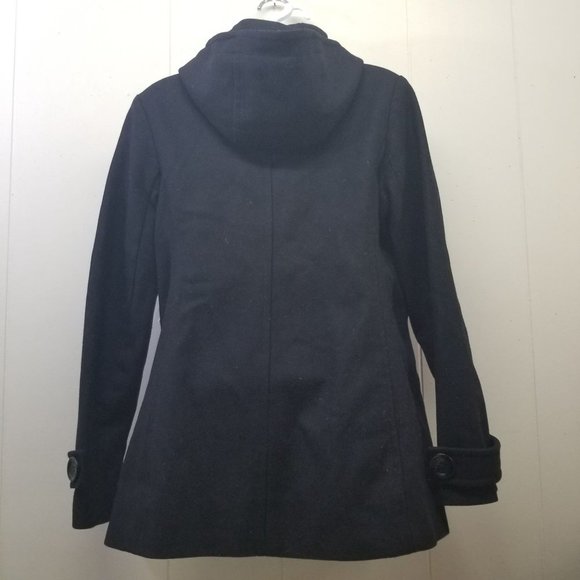 Michael Kors 10‎ Black Pea Coat Wool Blend Toggle Hood - Picture 2 of 6